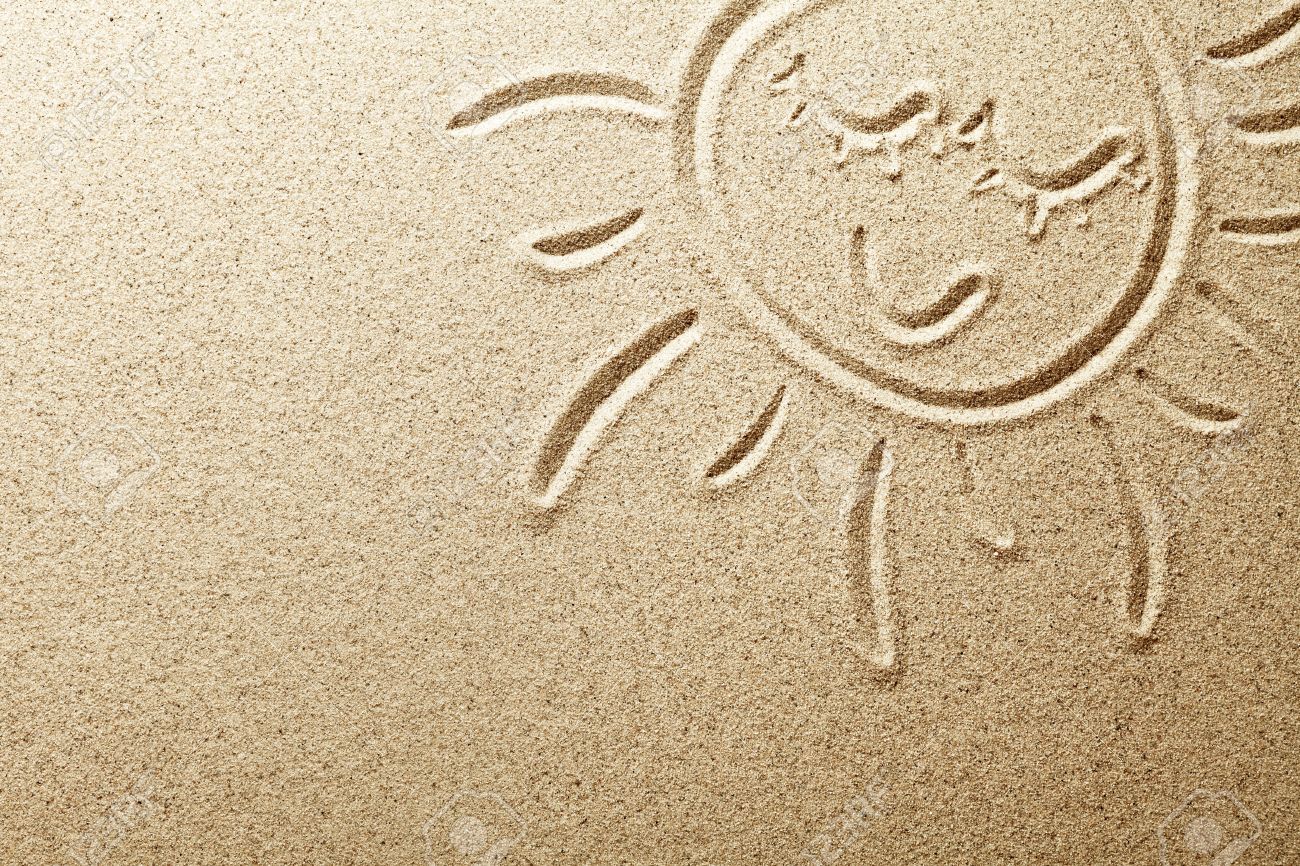 Солнце на песке рисунок